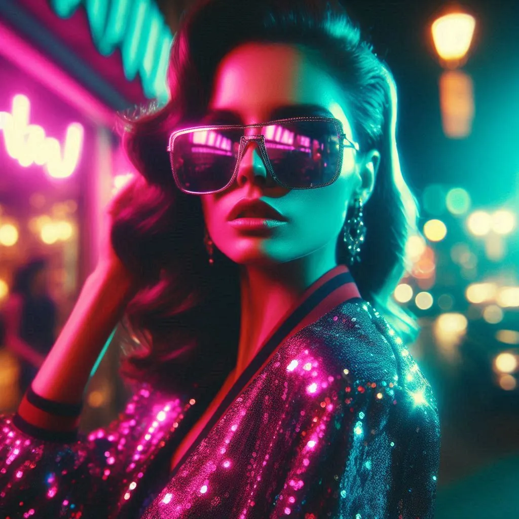 Neon Woman With Futuristic Glasses || ai