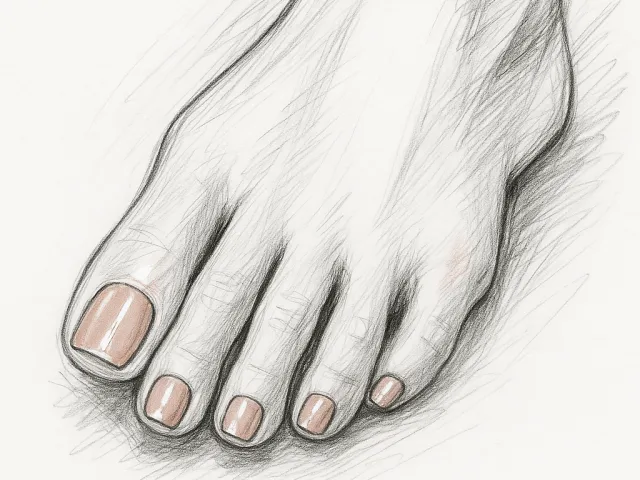 Detailed pencil sketch of a human foot with realistic anatomical proportions