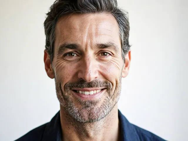 Close-up headshot of smiling man with natural background light