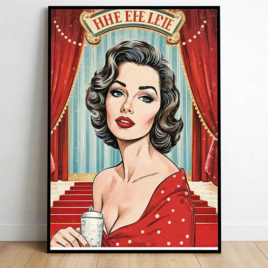 Vintage-style beauty poster illustration inspired by classic cinema