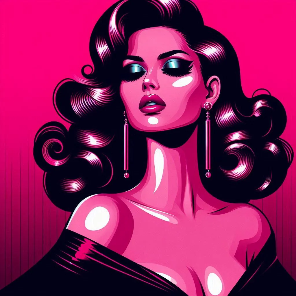 Pop-art inspired beauty portrait with neon pink highlights
