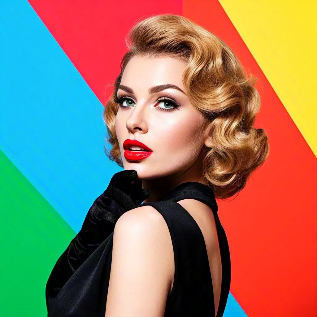 Retro Glamour Woman With Colorful Background