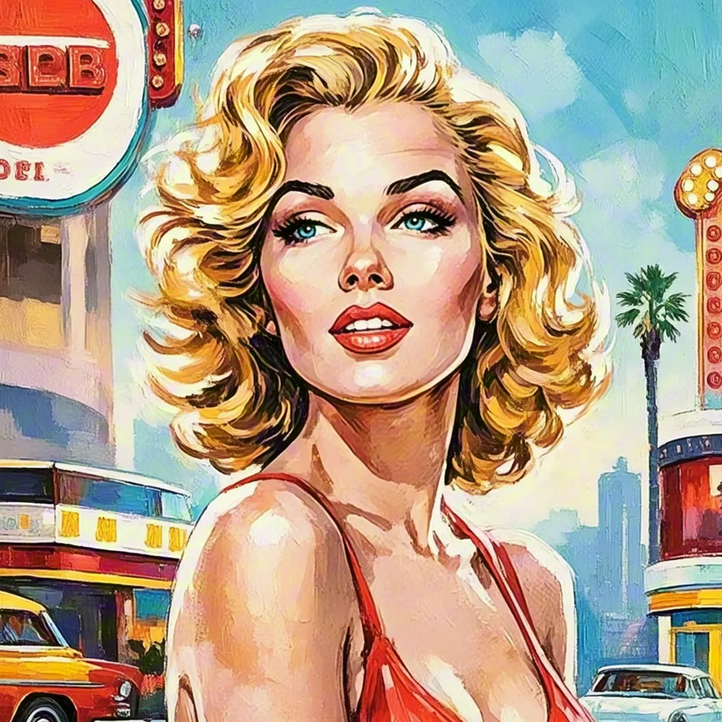 Retro pop art illustration of blonde woman inspired by classic Hollywood