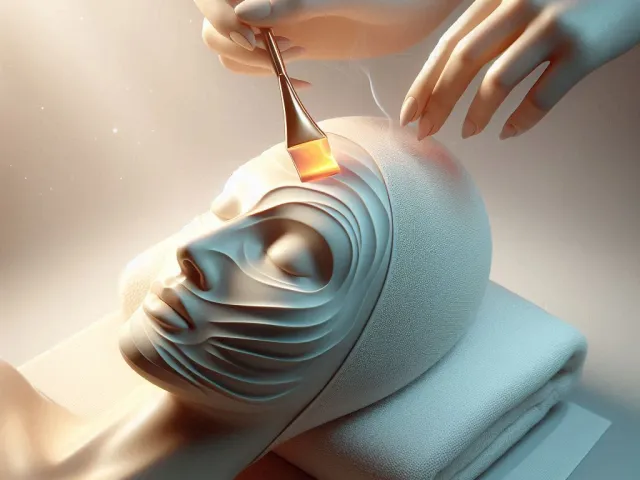 Artistic sculptural face mask treatment inspired by luxury skincare rituals