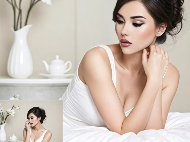 Elegant woman portrait in calm minimalist interior with soft light