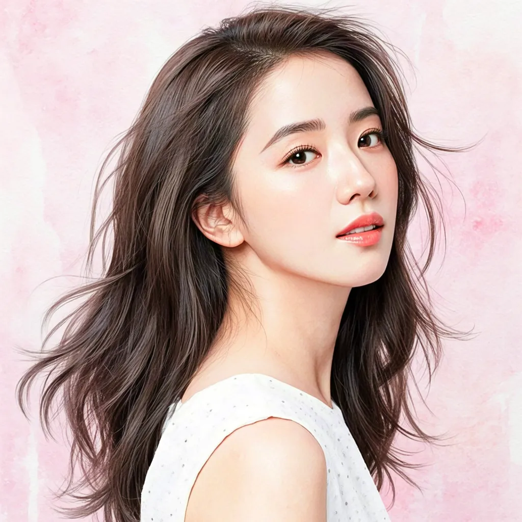 Soft Beauty Portrait of Asian Woman in Pastel Tones