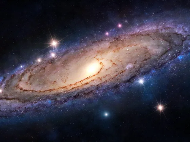 Stunning spiral galaxy with glowing cosmic dust and bright core