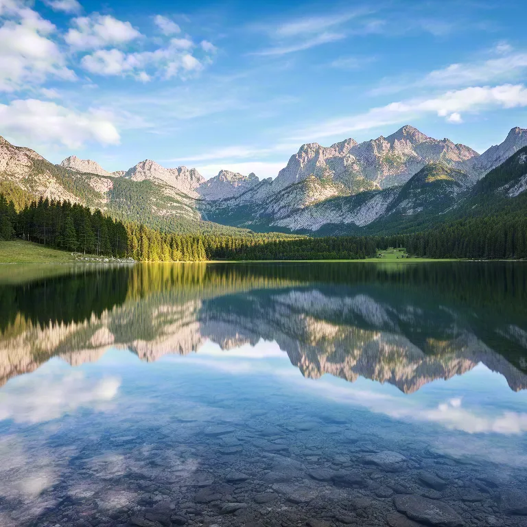 Stunning Mountain Lake With Crystal Clear Reflection