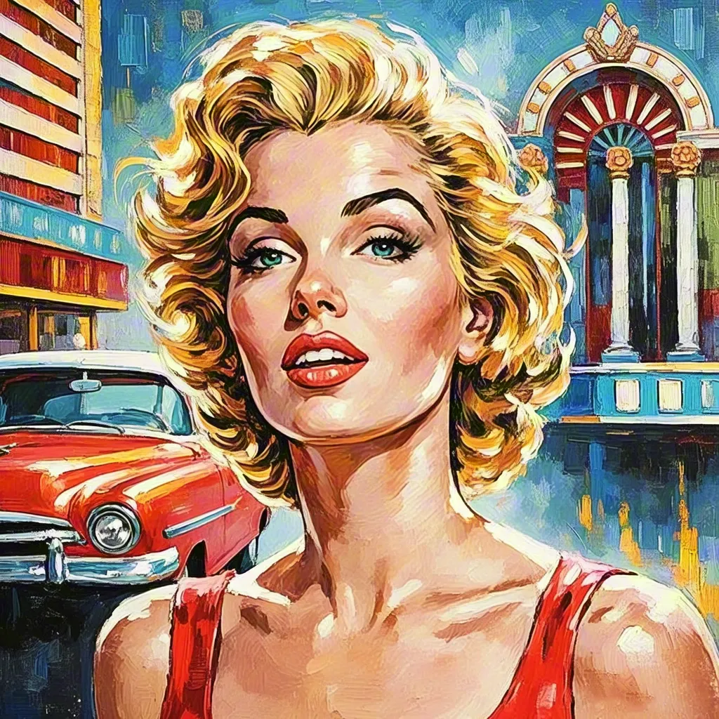Stylized vintage Hollywood inspired illustration of glamorous woman