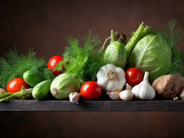 Fresh organic vegetables arranged as still life