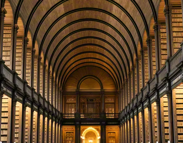 Arched hallway inside historic European building