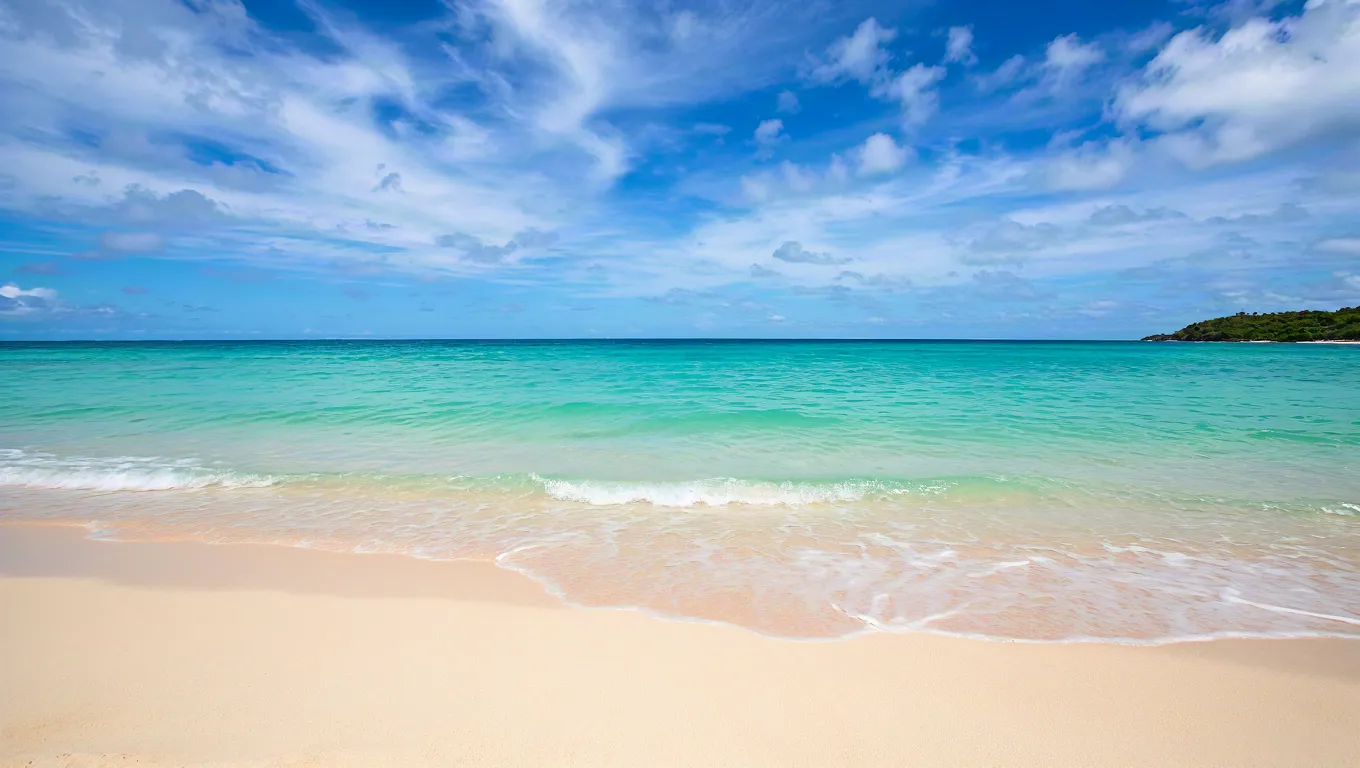 Tropical beach with turquoise water and clear sky